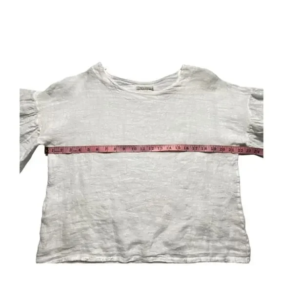 Women Viola Borghi Linen Blouse Medium White Made in Italy - Picture 10 of 12